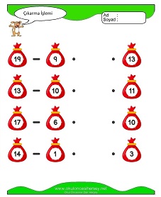 Çıkarma İşlemi Çalışma Sayfaları